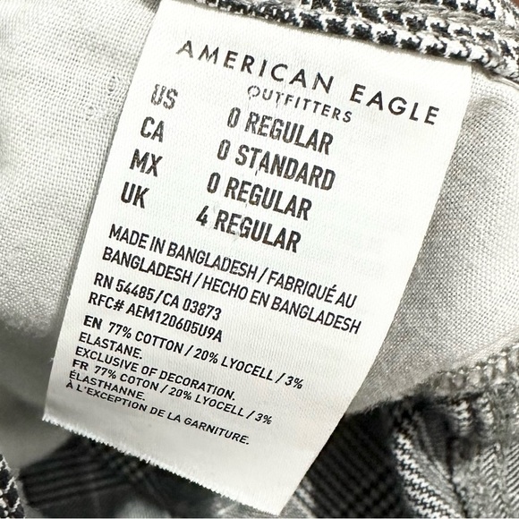 American Eagle stretchy plaid casual denim trousers size 0 - Picture 4 of 5